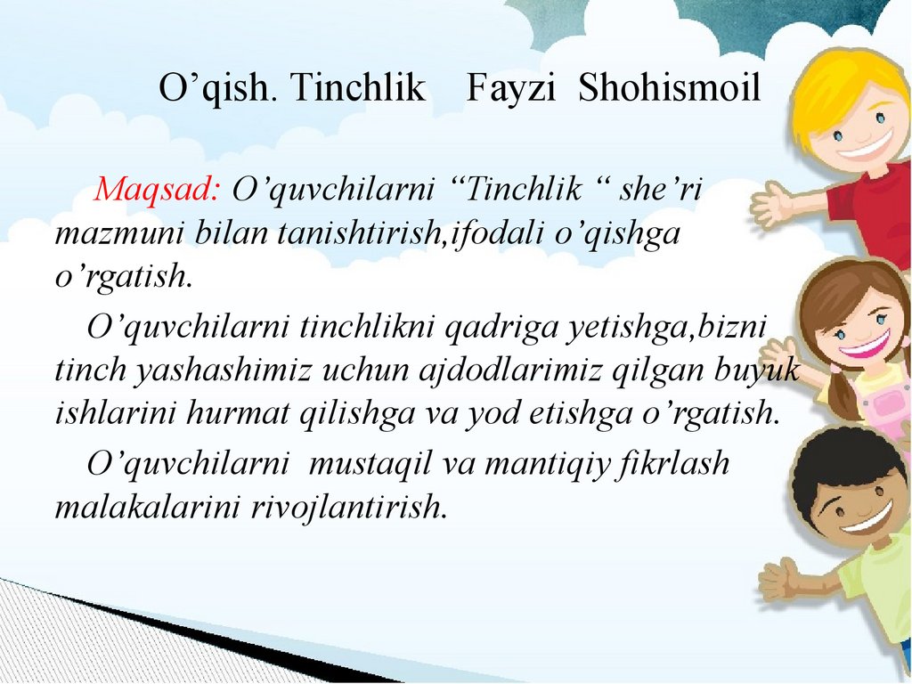O Qish Tinchlik She Ri Online Presentation