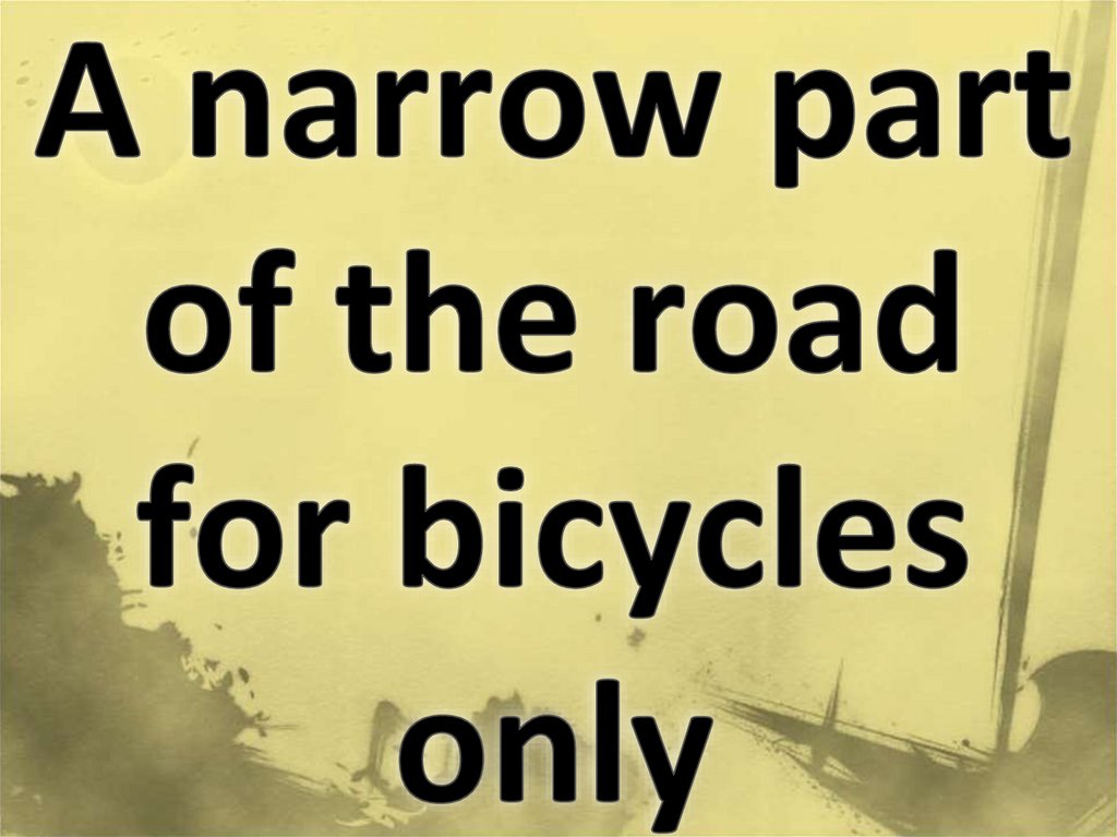 A narrow part of the road for bicycles only