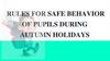 Rules for safe behavior of pupils during autumn holidays