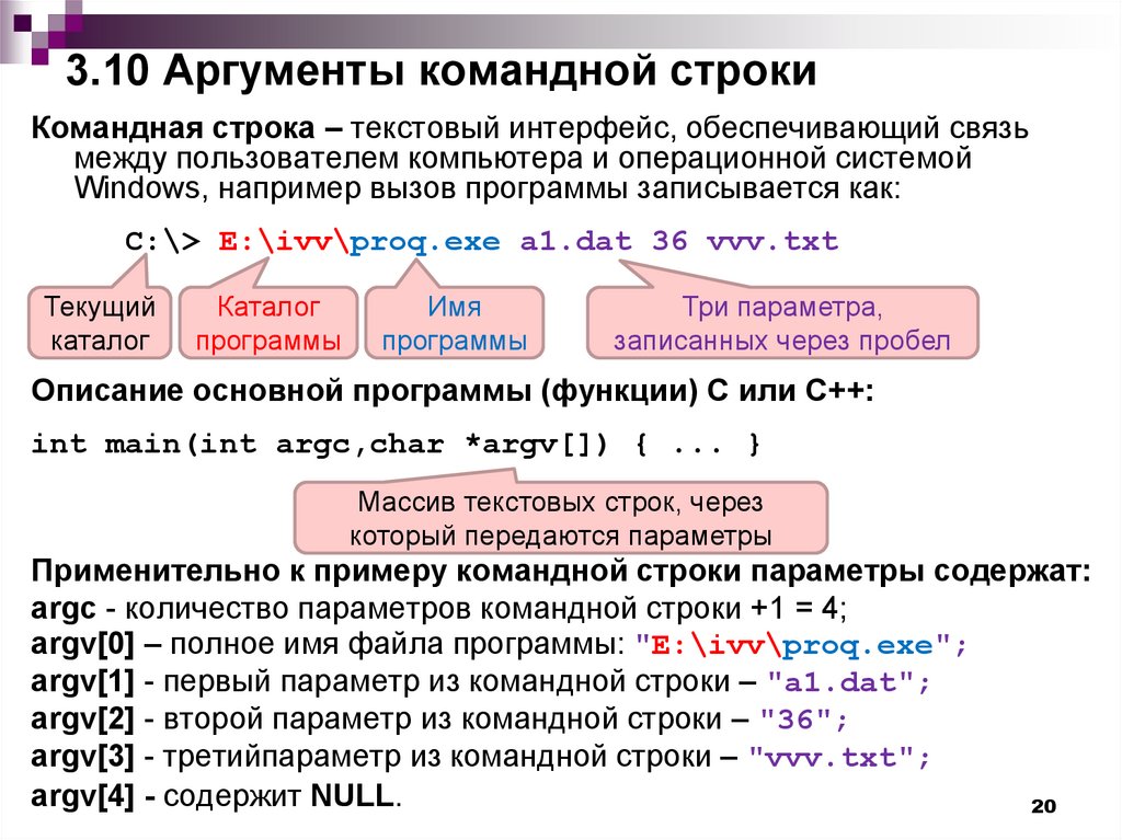 Аргументы командной строки c