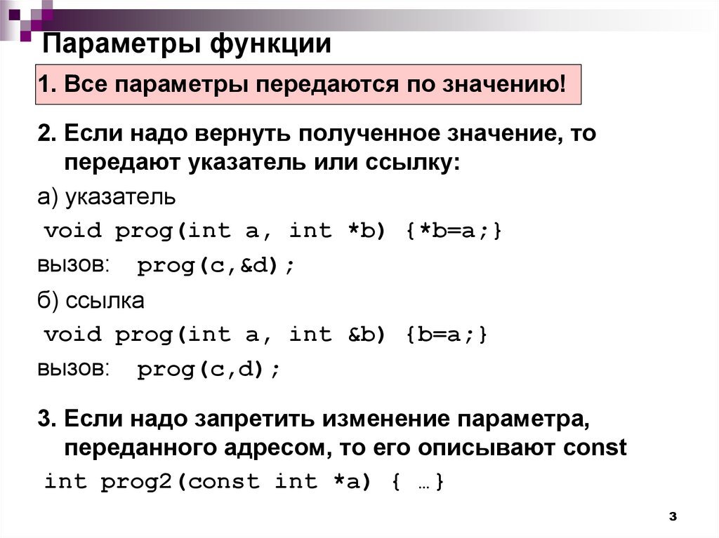 Параметры функции