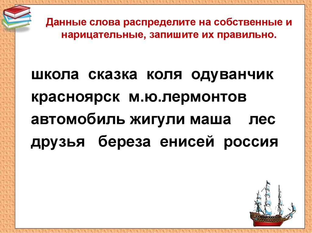 Собственные и нарицательные имена существительные 3 класс школа россии презентация