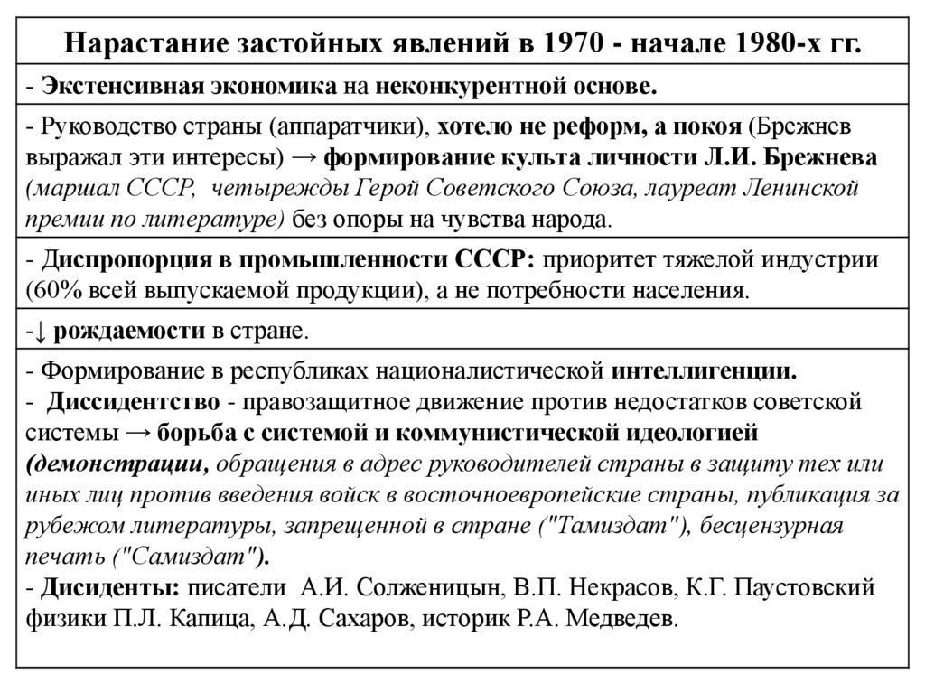 Тест ссср в 1964 1991. Сочинение «СССР В 1964-1985 гг.».