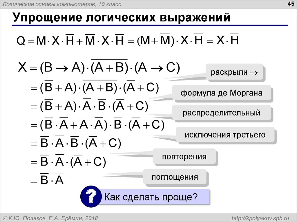 Алгебра логики 10 класс информатика босова презентация