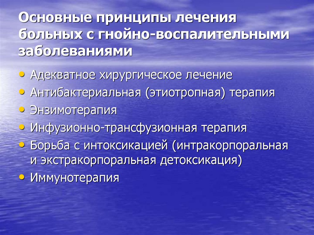 Лечение гнойных воспалительных процессов