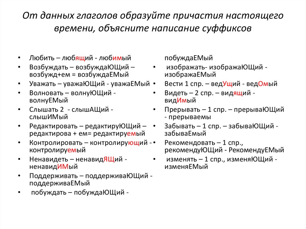 Правописание суффиксов презентация. Командовать правописание суффикса. Образуйте полные причастия завинтить гайку.