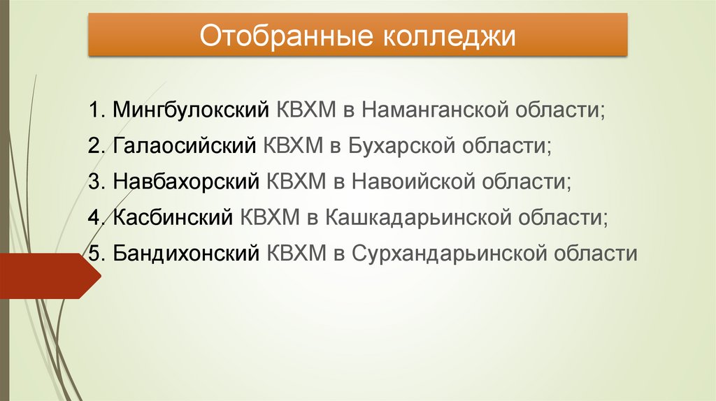 Отобранные колледжи