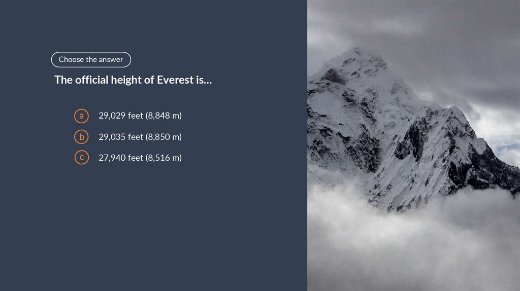 The official height of Everest is…