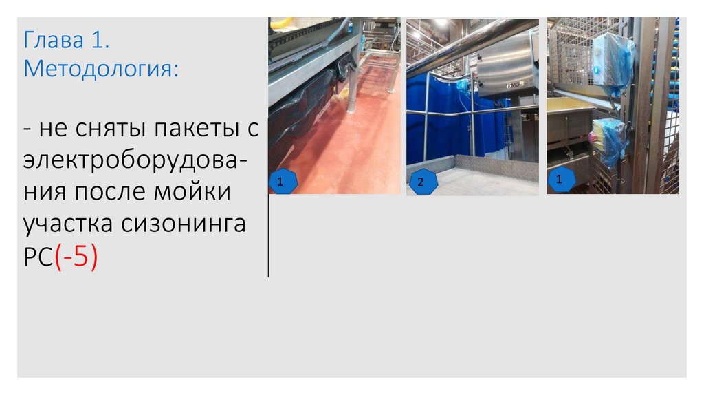 Глава 1. Методология: - не сняты пакеты с электроборудова-ния после мойки участка сизонинга РС(-5)