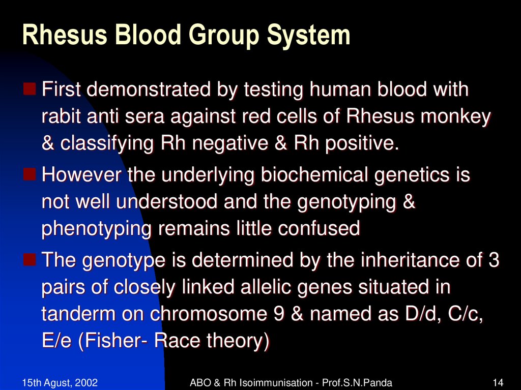 Rhesus Blood Group System