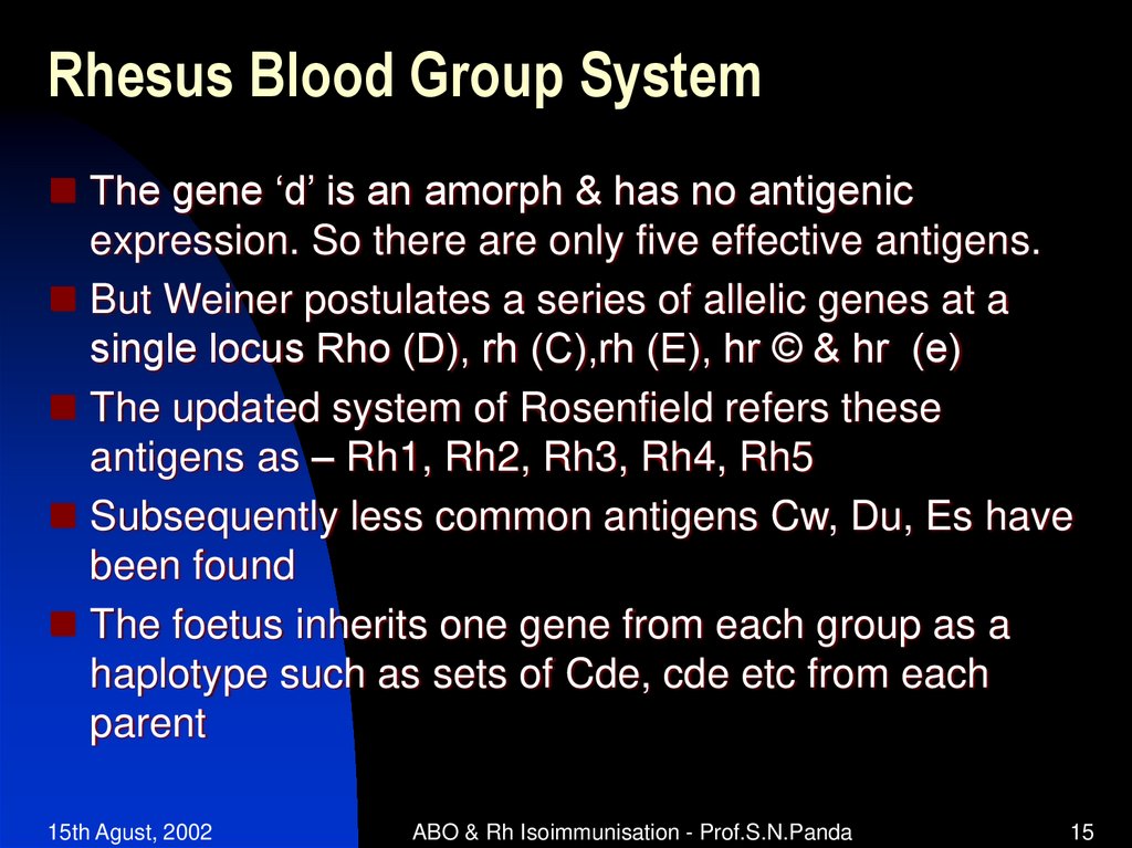 Rhesus Blood Group System