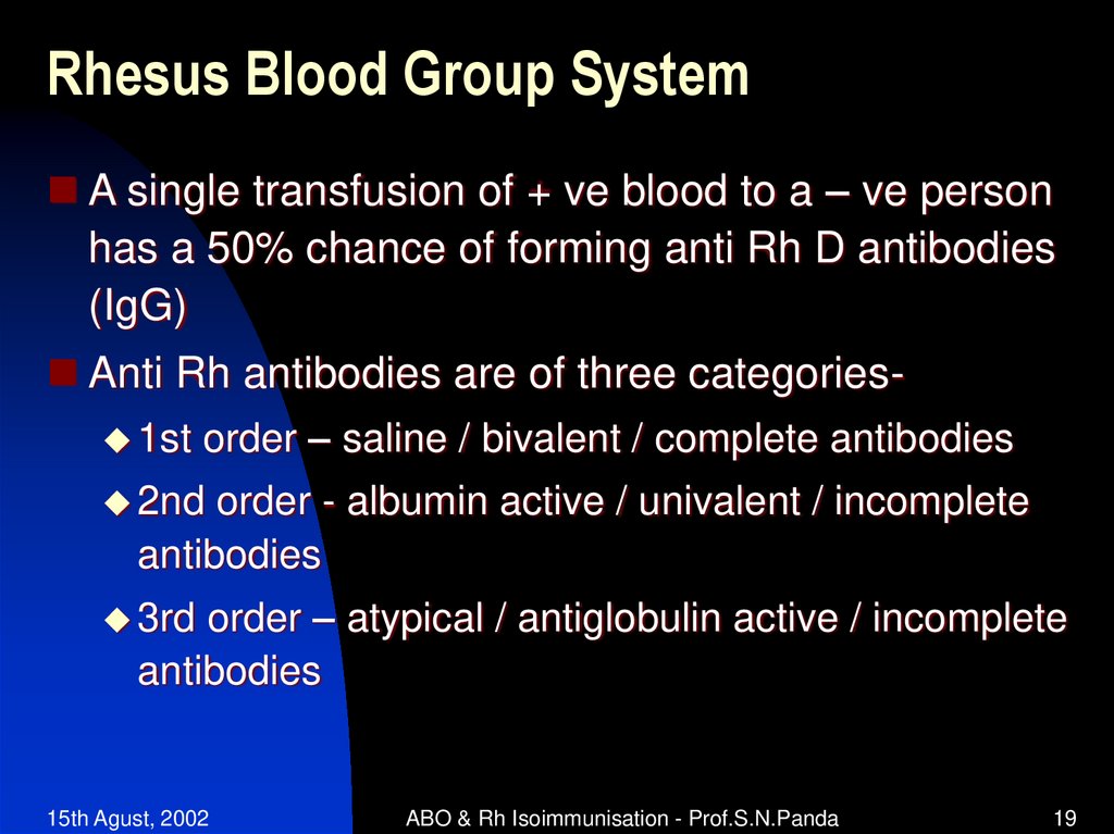 Rhesus Blood Group System