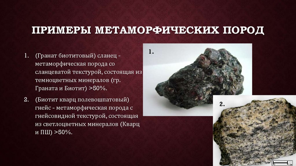Примеры метаморфических пород