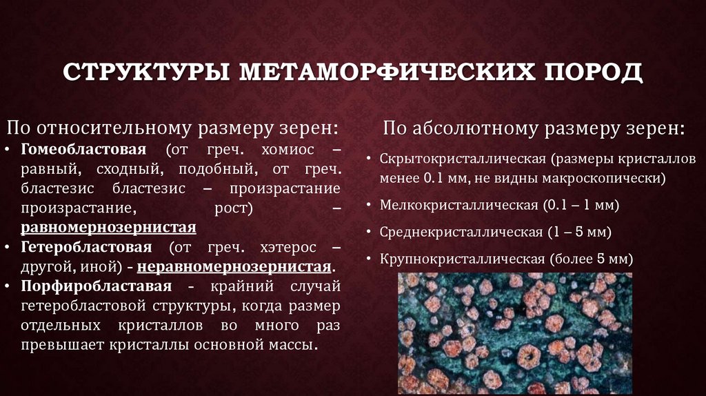 Структуры Метаморфических пород