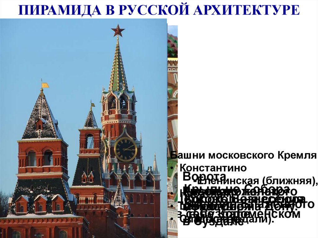 Геометрические фигуры в архитектуре башен московского кремля проект