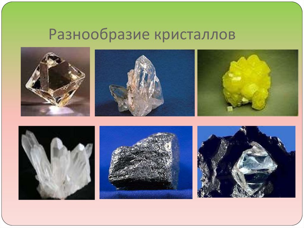 Кристаллические тела. Кристаллы монокристаллы и поликристаллы. Монокристаллы и поликристаллы аморфные тела. Разнообразие форм кристаллов. Формы кристаллов в природе.