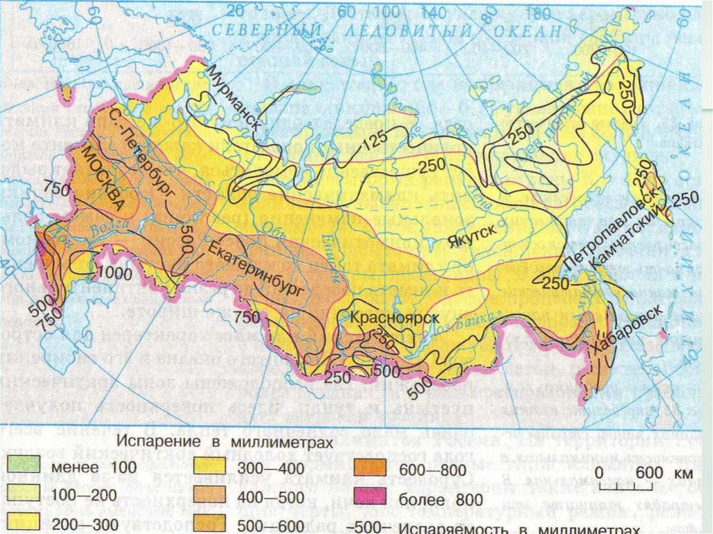 Увлажнение россии карта