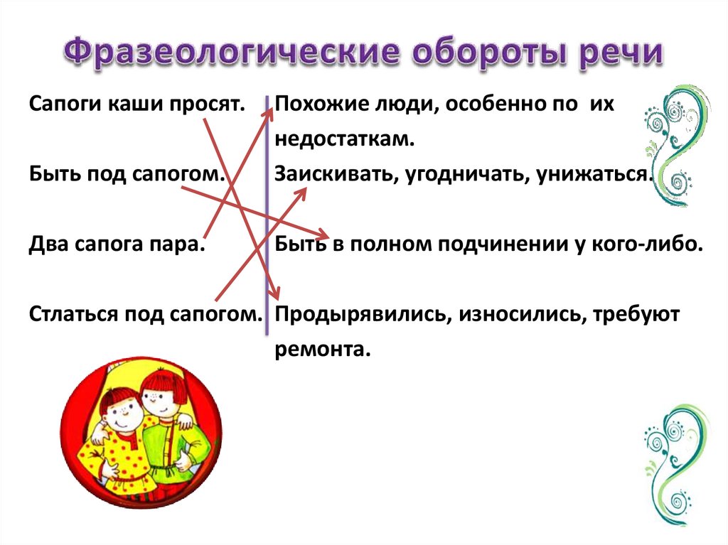 Требуешь что означает. Фразеологические обороты речи. Сапоги просят каши фразеологизм. Ботинки просят каши фразеологизм. Ботинки каши просят значение фразеологизма.