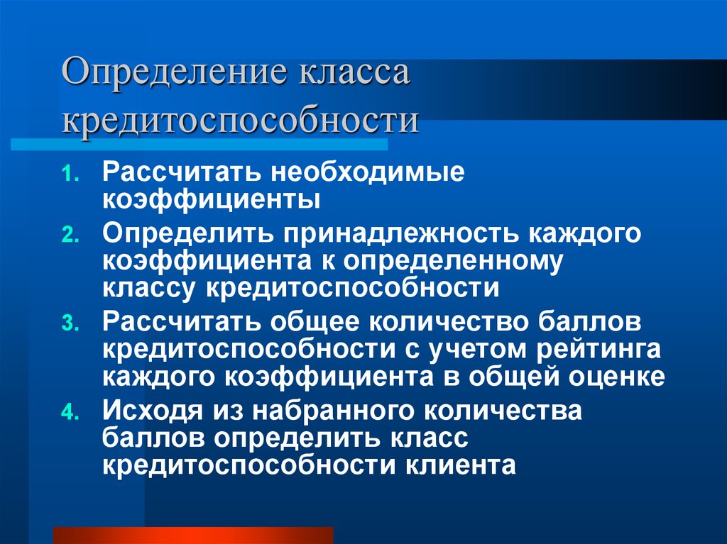 Определение класса кредитоспособности юридического лица