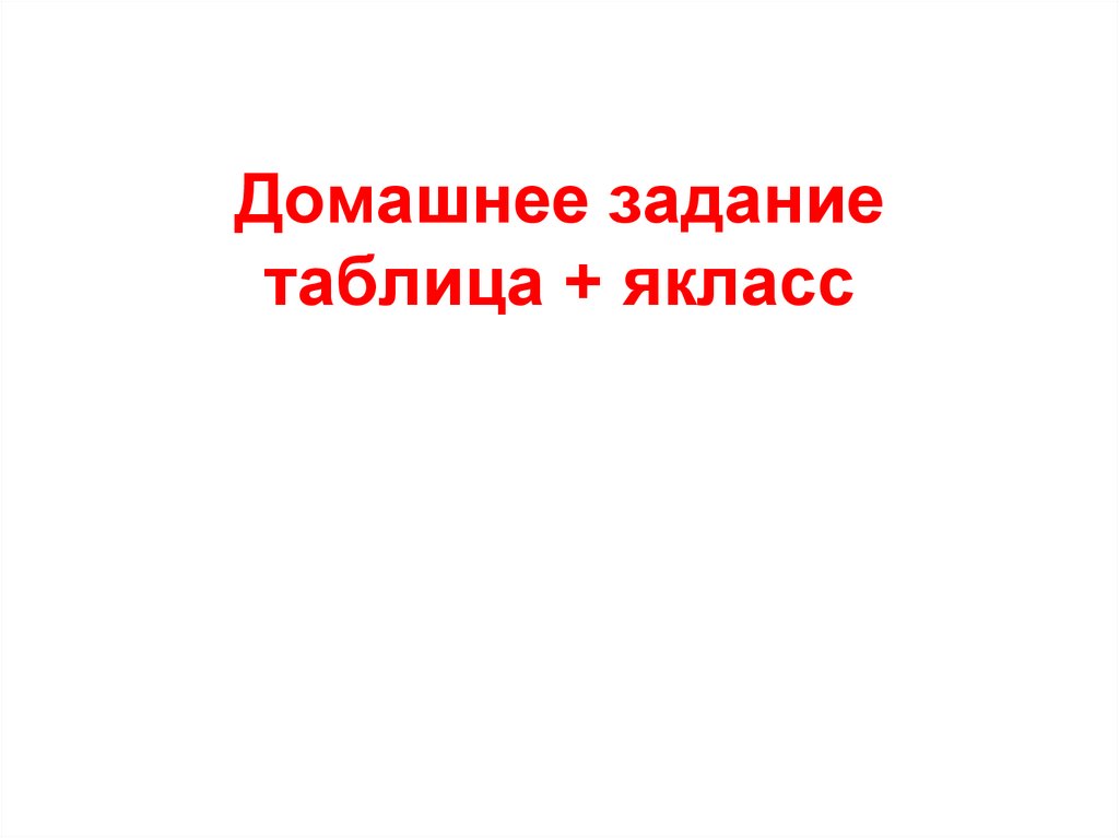 Домашнее задание таблица + якласс