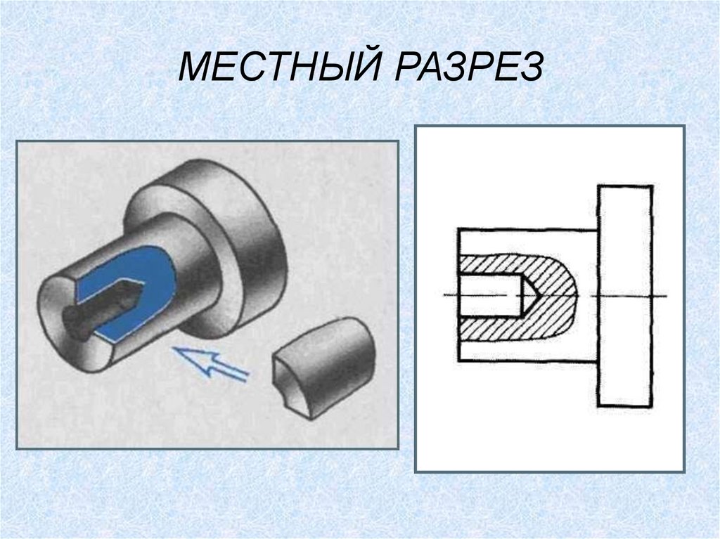 Местный это. Местный разрез фланец. Местный разрез внутри местного разреза.