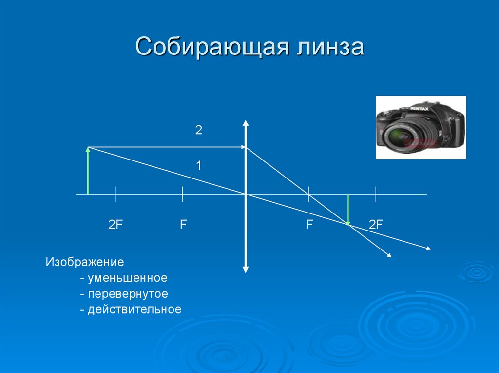 Увеличение изображения линзой. Линза 2f>2f. Собирающая линза. Уменьшенное изображение в собирающей линзе. Собирающая линза физика.