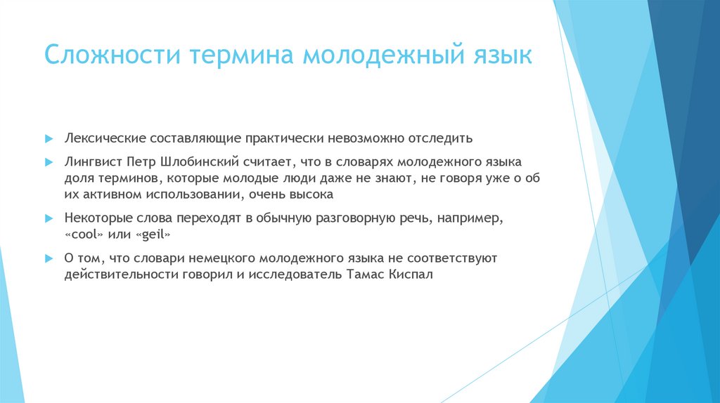 Сложности термина молодежный язык