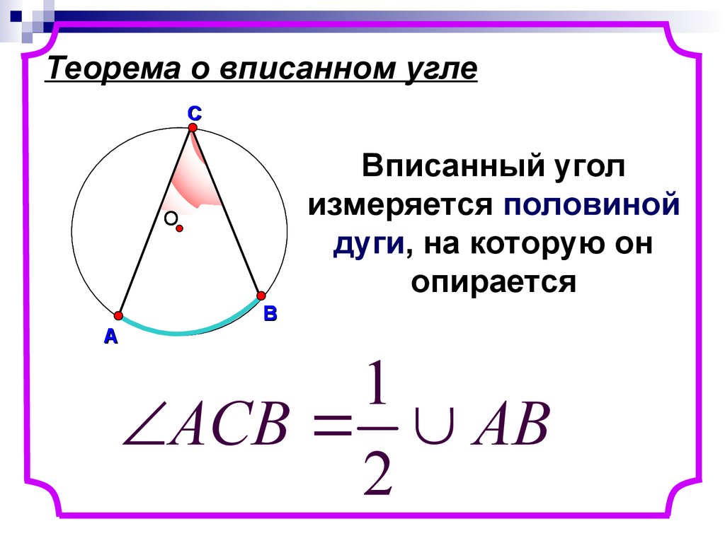 Теорема о вписанном угле презентация 8 класс атанасян презентация