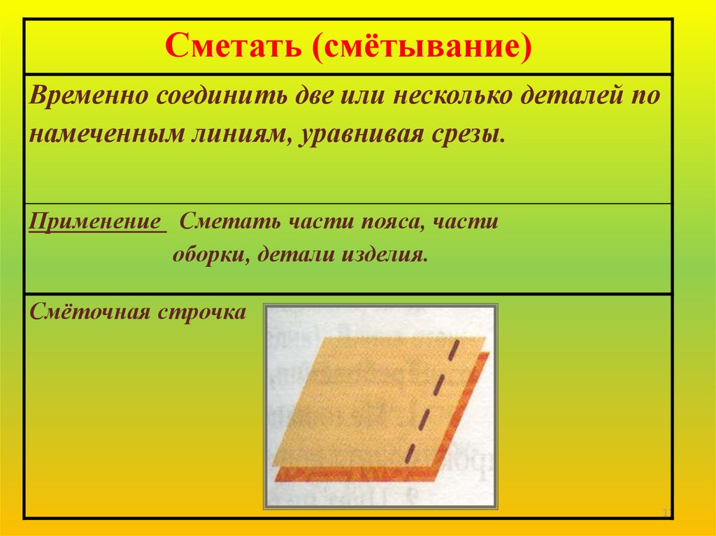 Несколько строчек. Сметочная строчка. Сметочный шов. Терминология ручных стежков и строчек. Сметывание деталей.