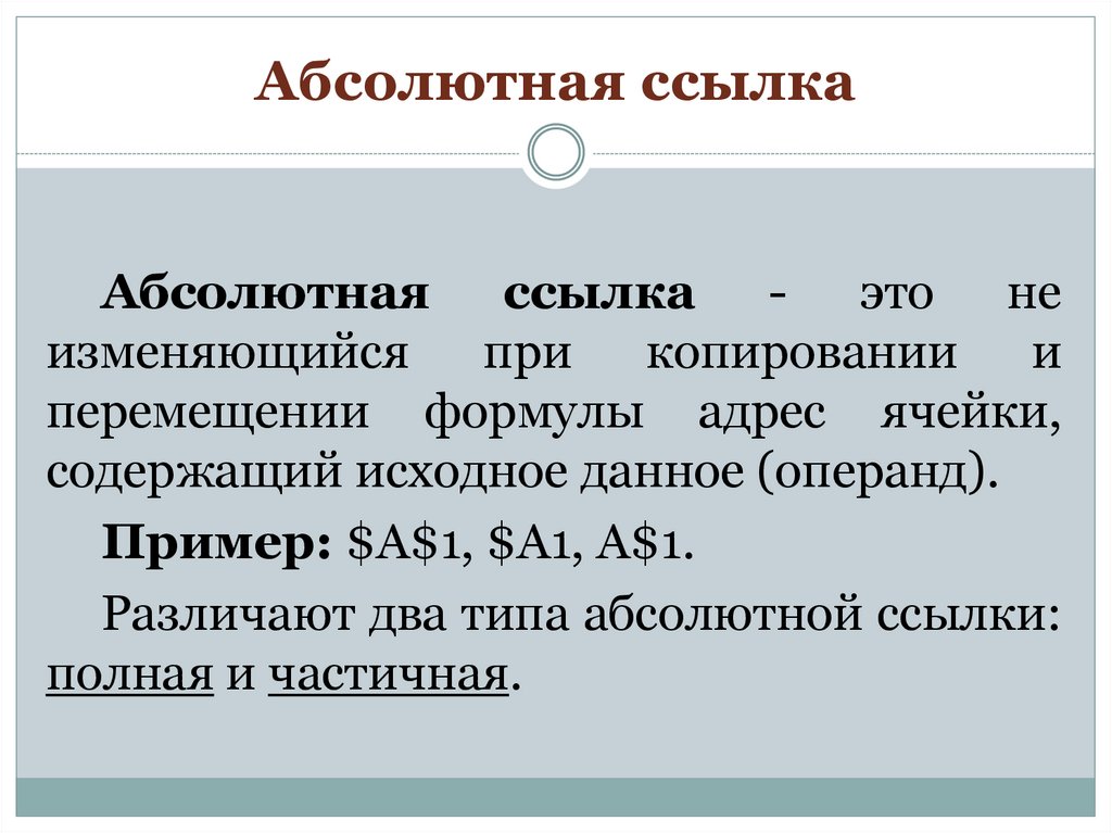 Абсолютная и относительная адресация презентация 8 класс