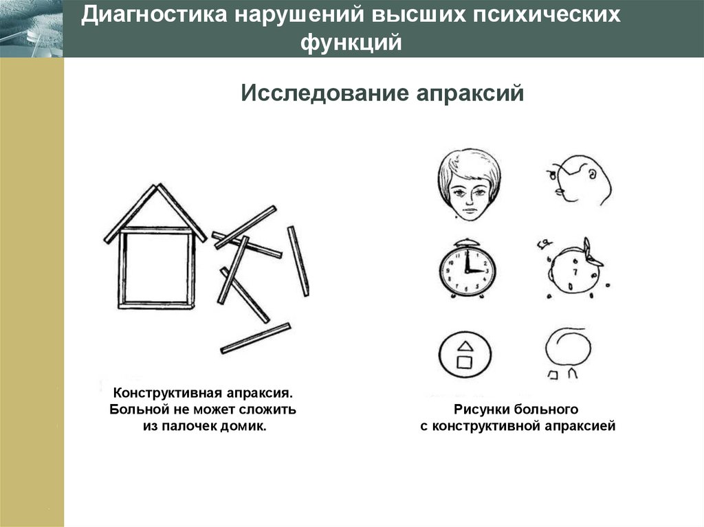 Схемы нейропсихологического обследования высших психических функций