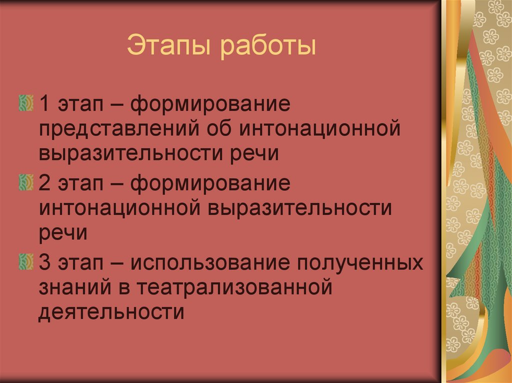 Этапы работы