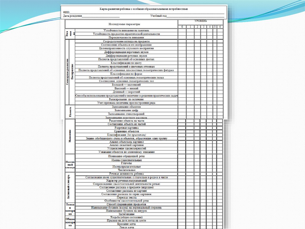 Зарин карта развития ребенка с интеллектуальной недостаточностью