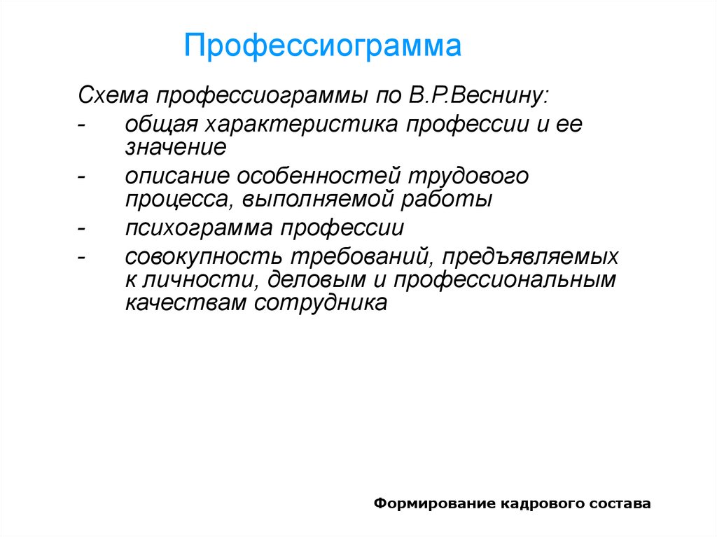 Схема профессиограммы 8 класс