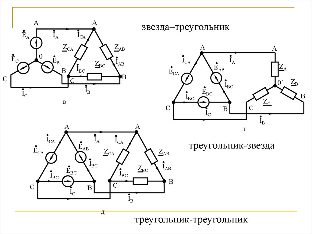 Соотношение токов при соединении треугольником. Соединение звезда-треугольник в трехфазной цепи. Схема соединения звездой и треугольником в трехфазной цепи. Схема треугольник для трехфазной цепи. Трехфазная цепь треугольник.