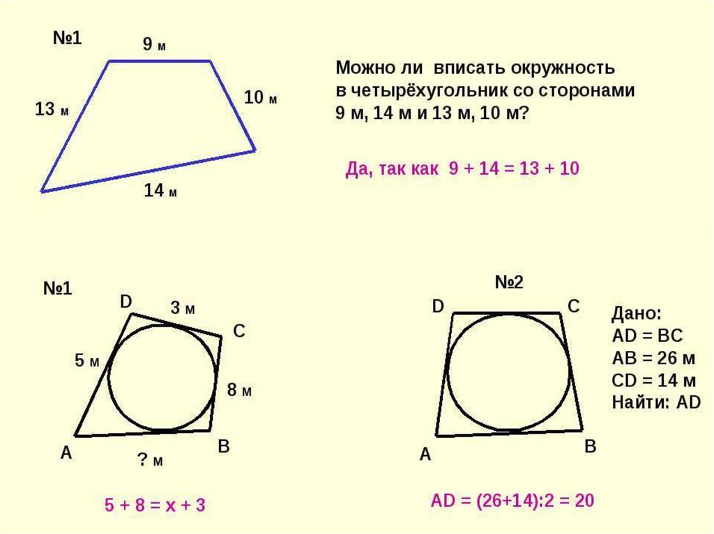 Свойство описанного четырехугольника 8 класс презентация