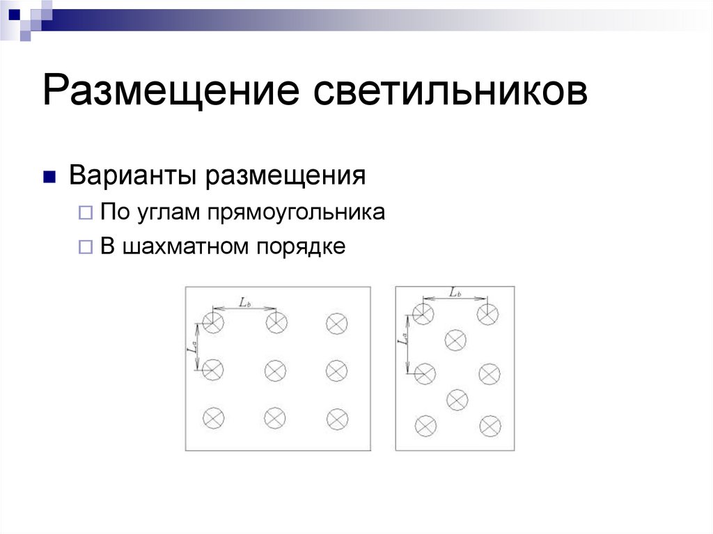 Схема размещения светильников может быть. Размещение светильников формула. Способы размещения светильников. Размещение светильников в порядке. Места размещения светильников.