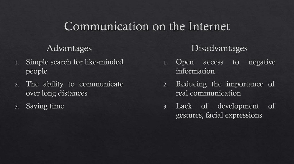 Communication on the Internet