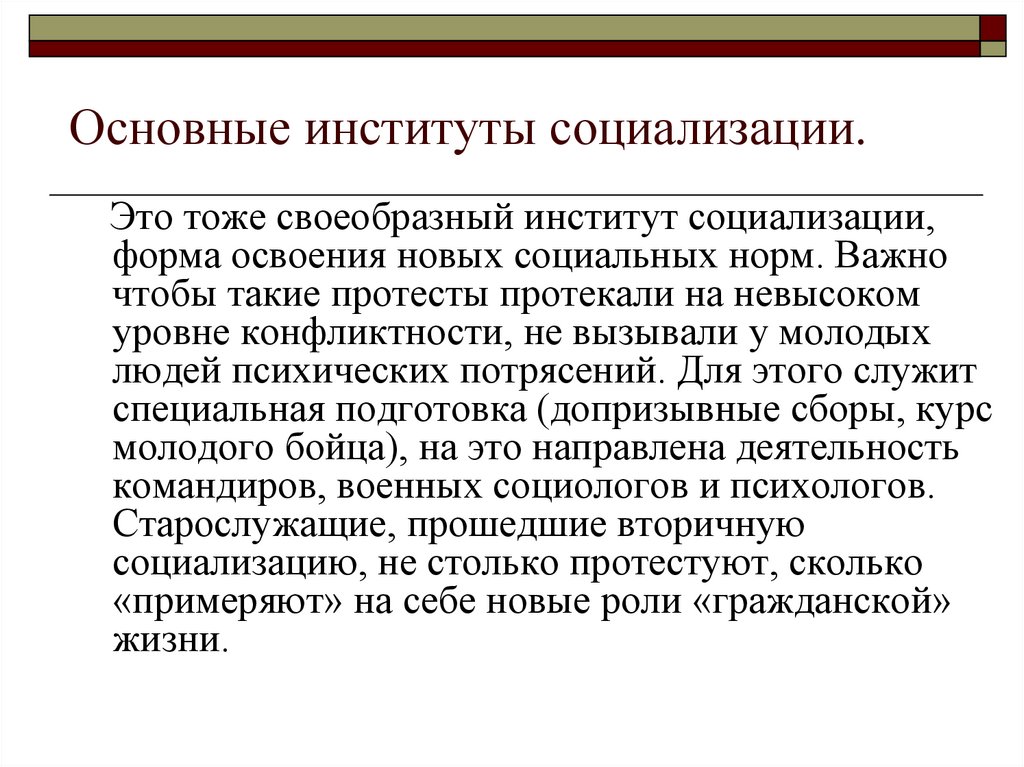 Институты социализации молодого поколения