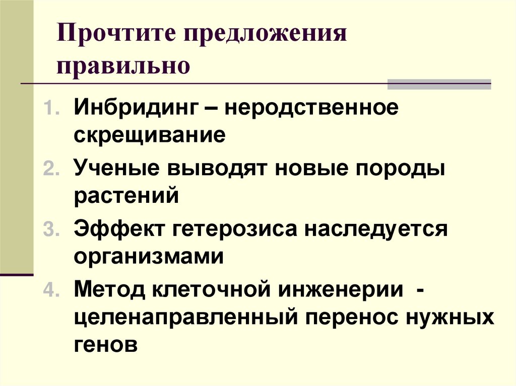 Правильное предложение