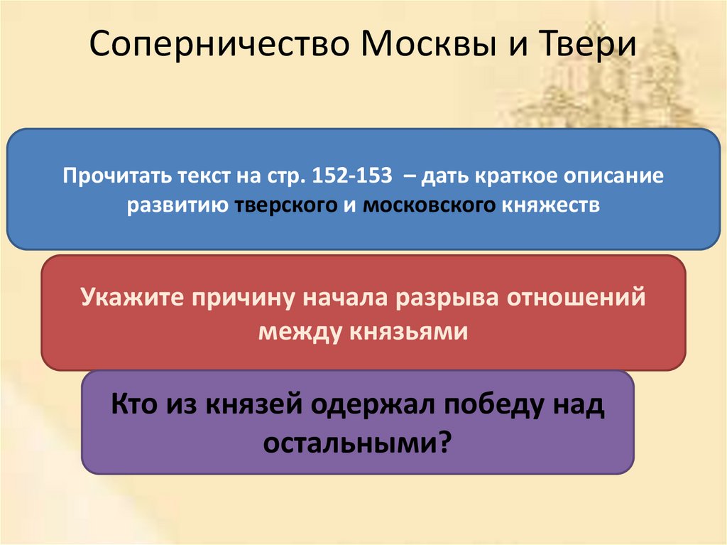 Москва и тверь борьба за лидерство презентация 6 класс