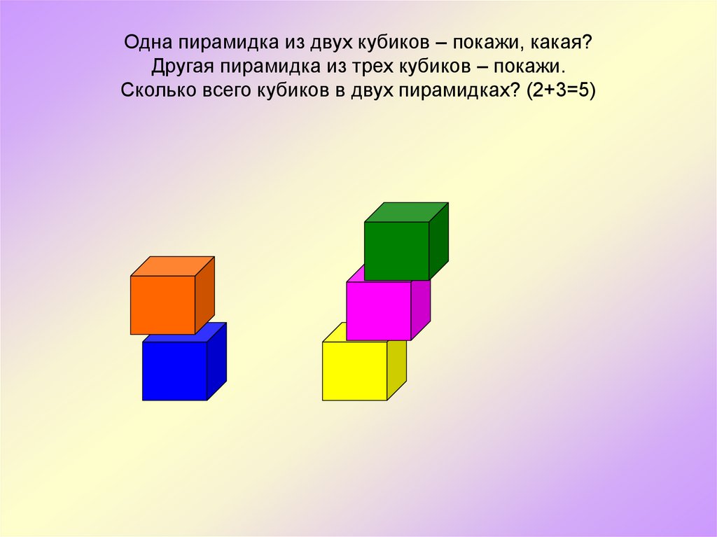 Несколько кубиков. Пирамида из трех кубиков. Сколько всего кубиков. Два Куба. Кубик показывает 2.