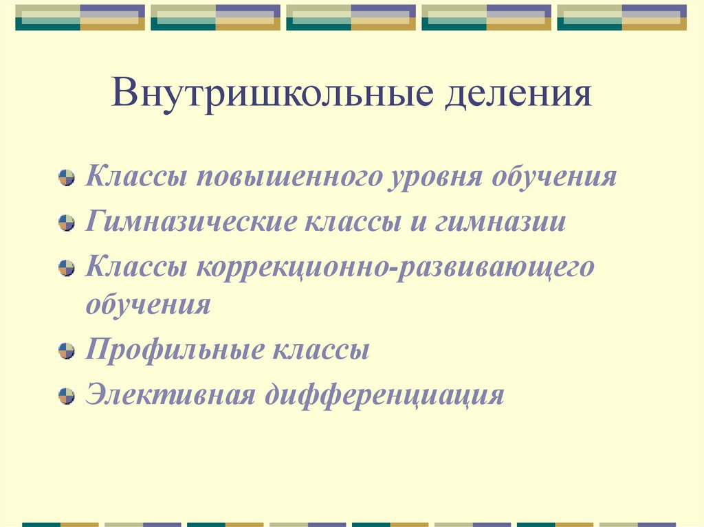 Внутришкольные деления