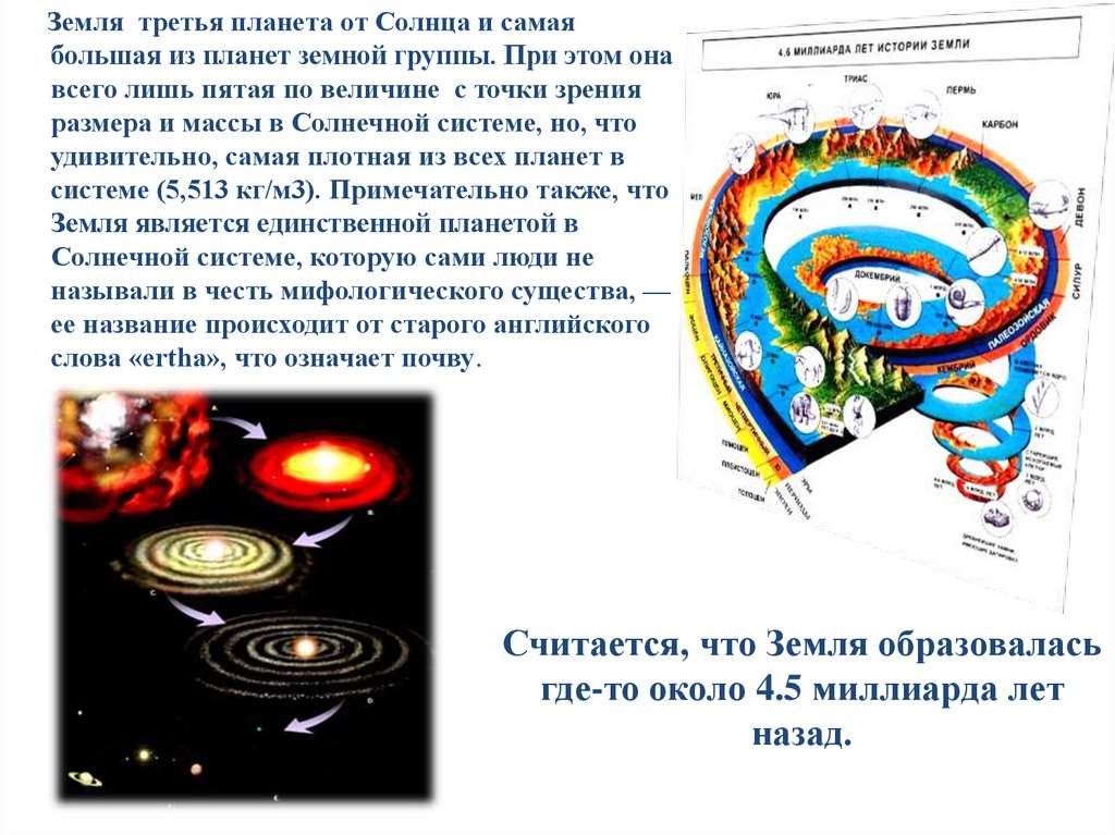 Считается, что Земля образовалась где-то около 4.5 миллиарда лет назад.