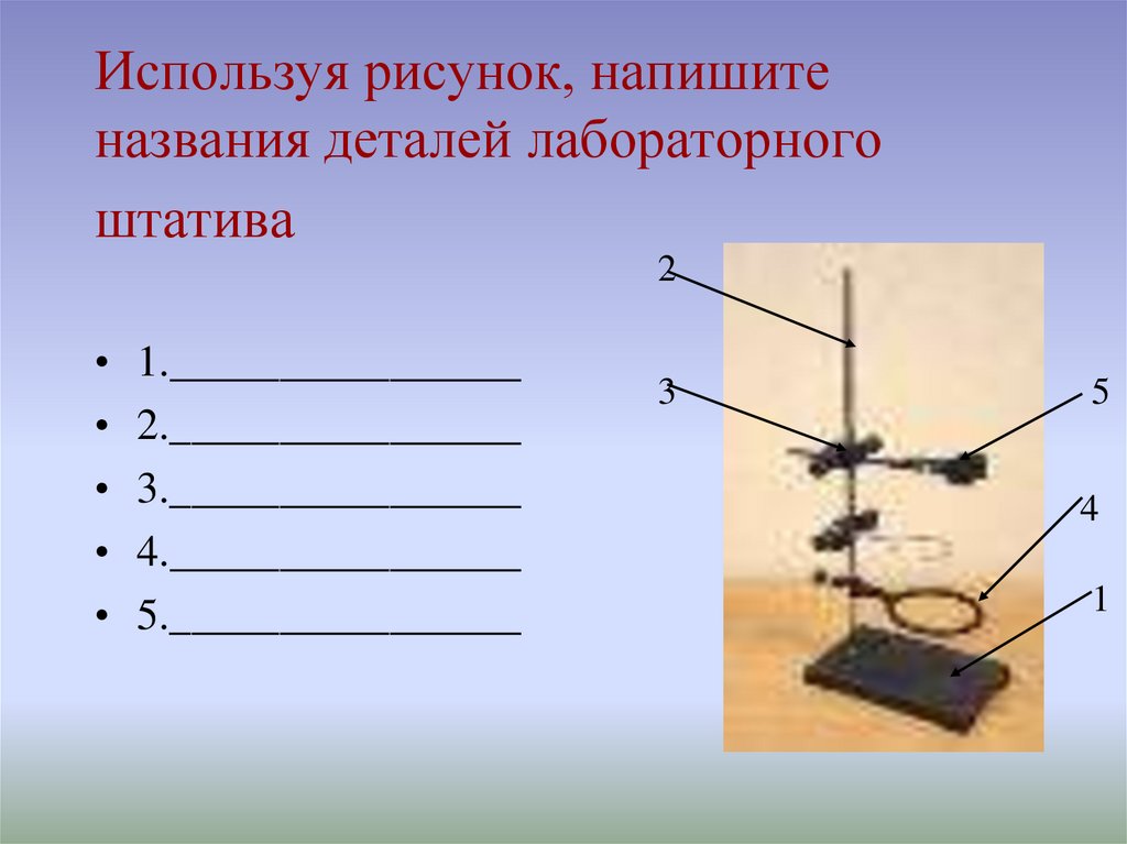 Лабораторный штатив рисунок с надписями химия 8 класс