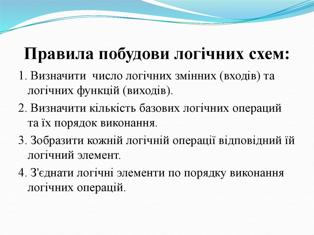 Правила побудови логічних схем: