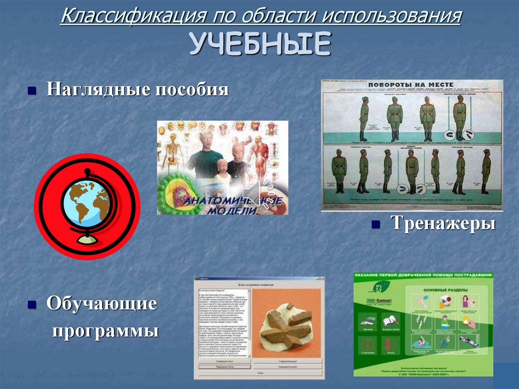 Классификация по области использования УЧЕБНЫЕ