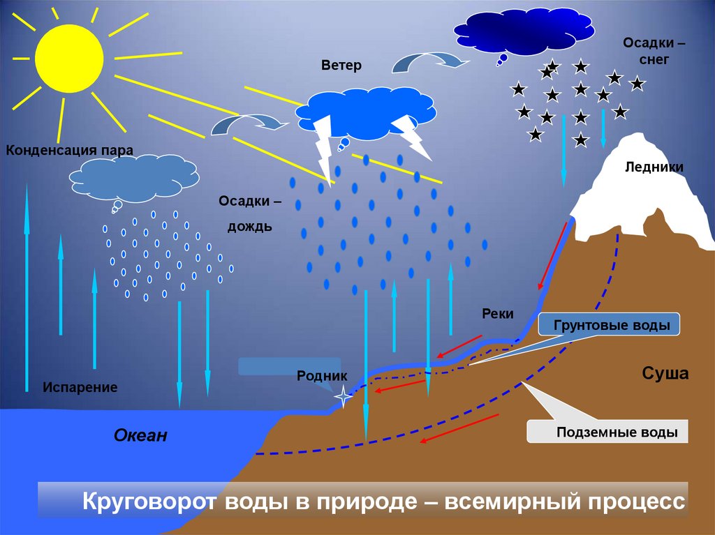 Влияние океана на сушу. Круговорот воды. Круговорот воды в природе. Процесс круговорота воды. Схема круговорота воды.