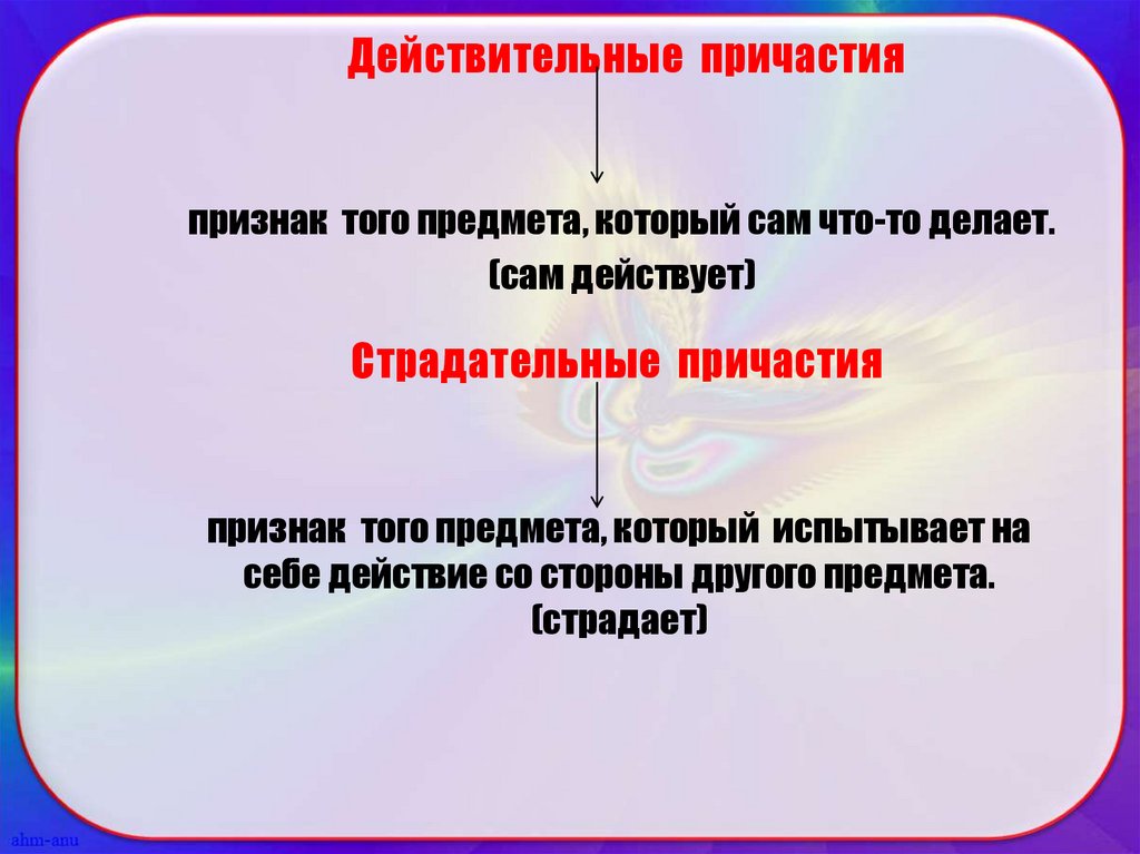 Действительные и страдательные причастия презентация 7 класс