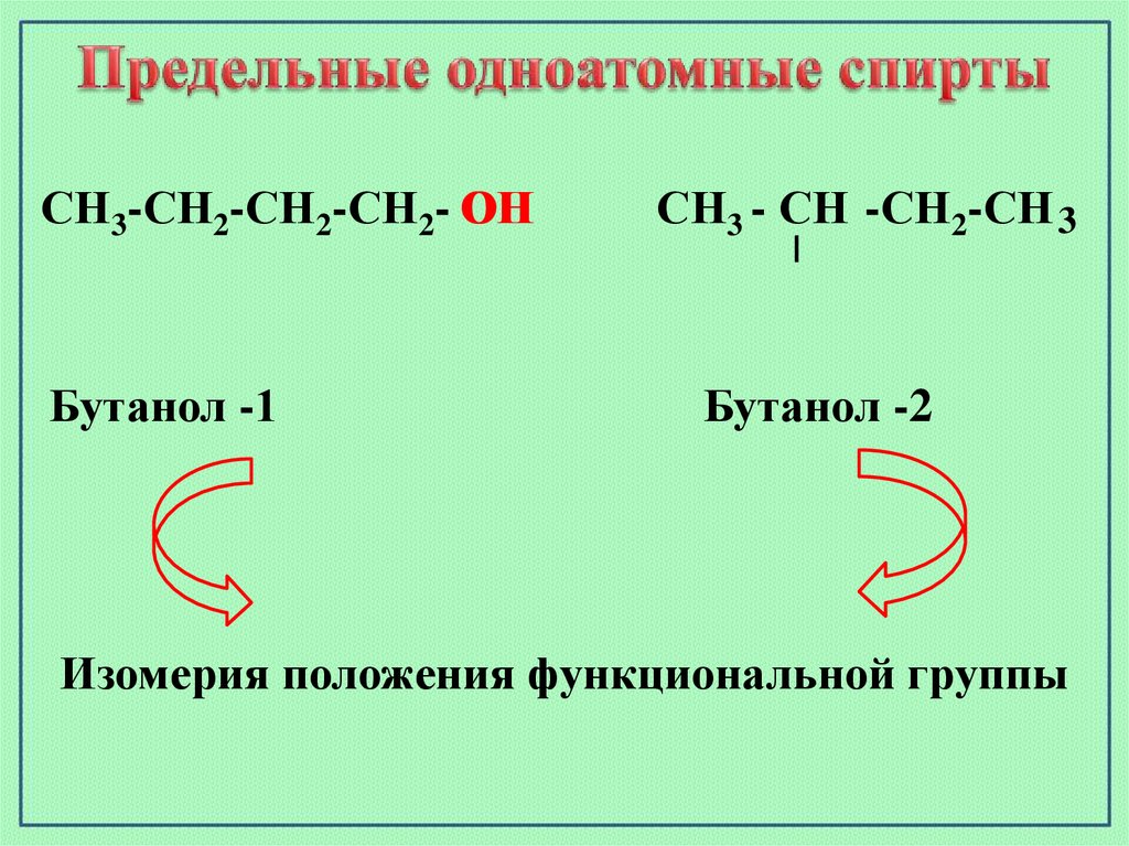 Бутанол 1 изомерия положения функциональной группы. Изомерия спиртов 10 класс. Изомер бутанола 1. Бутанол 1 изомерия